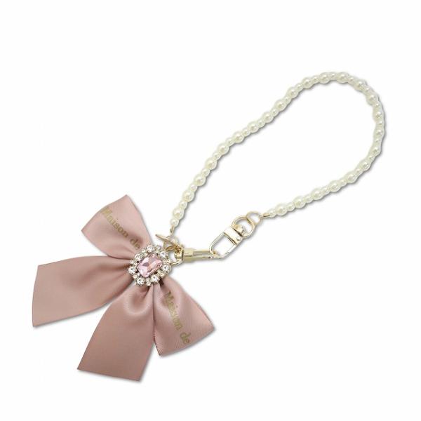 メゾンドフルール Maison de FLEUR EC限定 ビジューリボンパールストラップ サーモン...