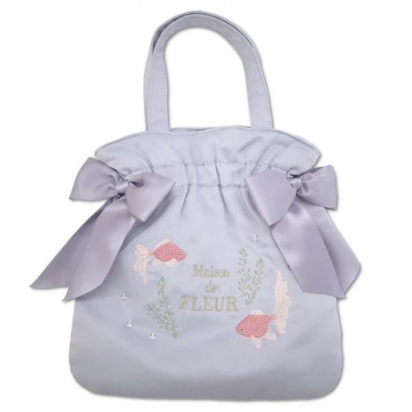 メゾンドフルール Maison de FLEUR 金魚 ミニダブルリボン ギャザートートバッグ アイ...