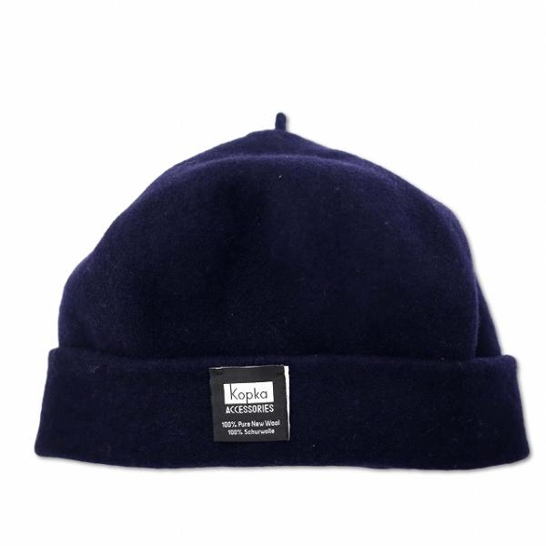 Kopka コプカ ロールアップ メルトンウール ベレー帽子 帽子 ネイビー メンズ レディース