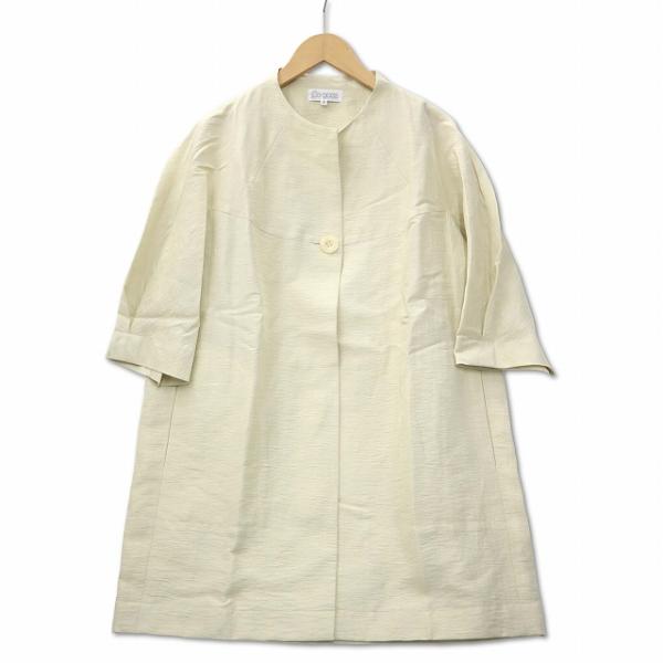 Cagaze 麻×バンブー 1ボタン ロングジャケット クリーム 11 (L) レディース