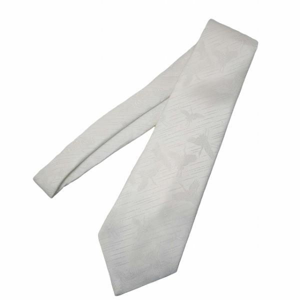 GROOVY 鶴柄 ネクタイ 結婚式 祝宴 ホワイト メンズ