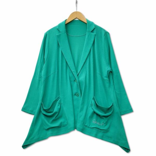 トピィーズ Topys ラインストーン装飾 テーラードカラー ドレープ ニットカットソー ジャケット...