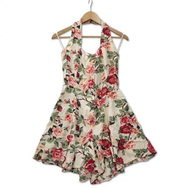 AZIZ COLLECTION バラ 花柄 オールインワン サロペット S レディース