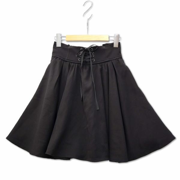 イング INGNI 204-320149 レースアップ フレアスカート ミニ ブラック M レディー...