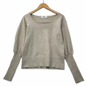 アズールバイマウジー AZUL by moussy リブ付き コットン ニット カットソー M ベージュ レディース