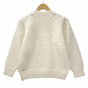 クルーネック 模様編み ニット セーター ホワ...の詳細画像1