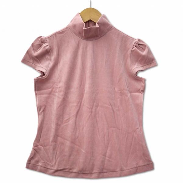 エムズグレイシー M'S GRACY ハイネック ショートスリーブ ストレッチ ベロアカットソー ト...