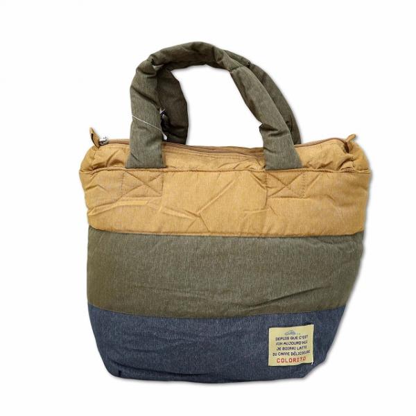 未使用品 COLORITO MOCOBAG 中綿 ボーダー モコバッグ ハンドバッグ レディース