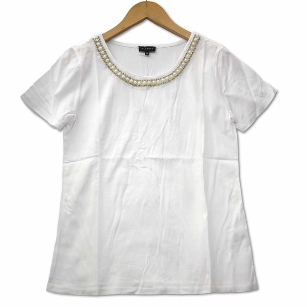 未使用品 タルボット TALBOTS レース × パールビジュー プルオーバー カットソー M ホワ...