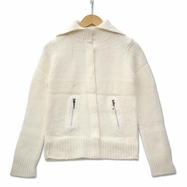 エムズグレイシー M'S GRACY アンゴラ カシミヤ混 ウールニットブルゾン カーディガン ホワ...