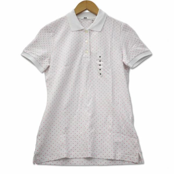 未使用品 ユニクロ UNIQLO ストレッチ カノコ プリント ポロシャツ M ピンク レディース