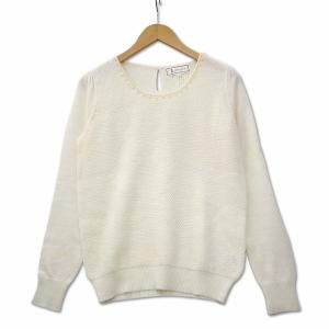 ロペピクニック ROPE Picnic パールビジュー アルパカ混 ニット プルオーバー トップス アイボリー 38 (M) レディース