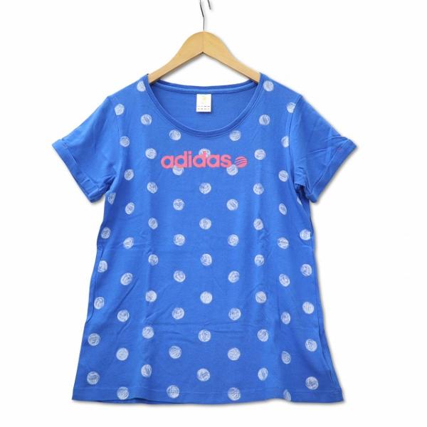 アディダスネオ adidas neo 半袖 プリント Tシャツ カットソー ブルー L レディース