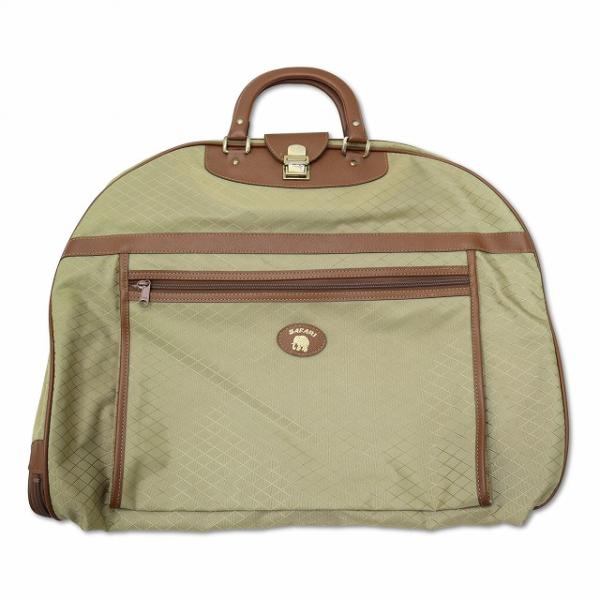 サファリ SAFARI リップル生地 ラウンドファスナー ガーメントバッグ スーツバッグ ベージュ ...