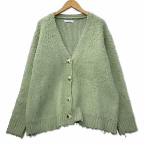 Blondey ウールブレンド Vネック ニット カーディガン F グリーン レディース