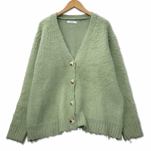 Blondey ウールブレンド Vネック ニット カーディガン F グリーン レディース