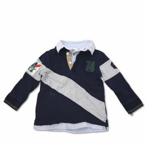 ザラ ZARA Baby Boy シャツ衿 レイヤード ポロシャツ カットソー 18/24 ネイビー キッズ