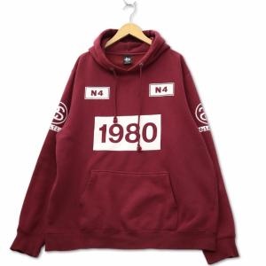 ステューシー STUSSY 1980 プリント プルオーバー スウェット パーカー XL BORDEAUX ボルドー メンズ