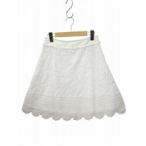 アナイ ANAYI レース 刺繍 膝丈 フレアスカート 38(M) WHITE(ホワイト) 春夏 レ...