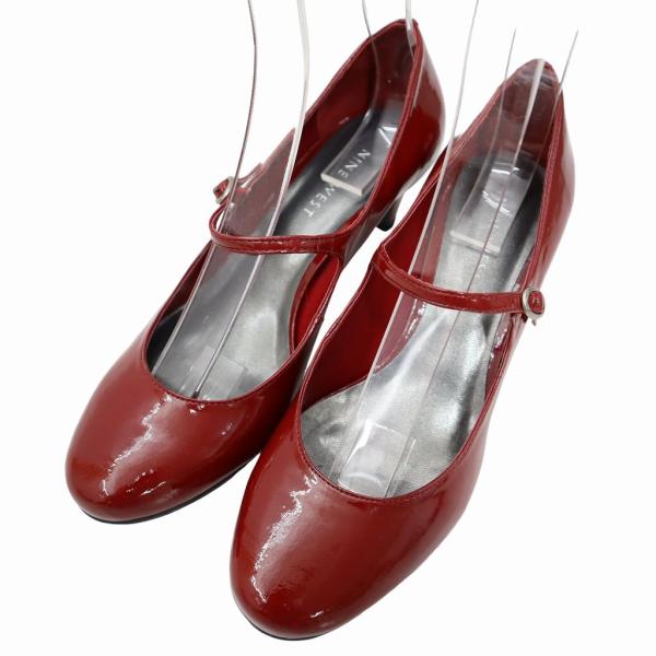 ナインウエスト NINE WEST エナメル ストラップ パンプス 7M(24cm) RED(レッド...