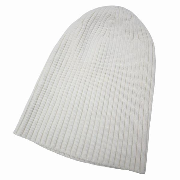ユニクロ UNIQLO コットン ビーニー ニット帽 ONESIZE(54cm-64cm) WHIT...