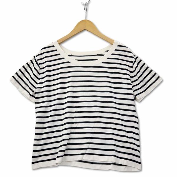 マカフィー MACPHEE トゥモローランド ボックスシルエット ボーダー ニット Tシャツ ホワイ...