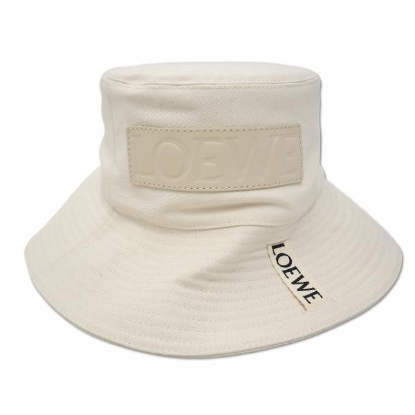 未使用品 ロエベ LOEWE K820HF1X48 レザーパッチ キャンバス フィッシャーマン ハッ...