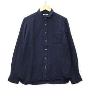 レノマ renoma ワイヤー衿 ハニカム 長袖 サーマルニットシャツ ネイビー L メンズ