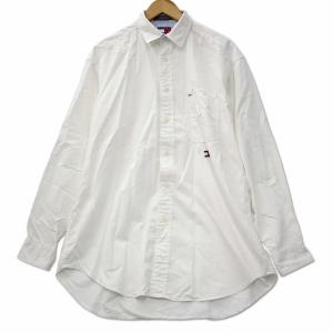 トミーヒルフィガー TOMMY HILFIGER コットン ロゴ刺繍 胸ポケット シャツ S ホワイト メンズ