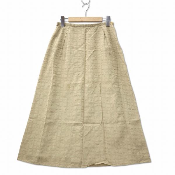クチーナ Cucina 総柄刺繍 シングルガーゼ Aライン 台形 ロングスカート ライトベージュ 4...