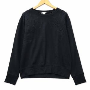 エイチ&エム H&M カットワークレース プルオーバー スウェット カットソー S ブラック レディース