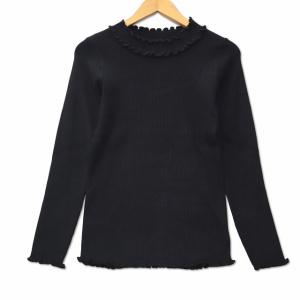 未使用品 KOBE LETTUCE 神戸レタス フリル リブニット カットソー ブラック レディース