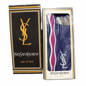 未使用品 イヴサンローラン YVES SAINT LAURENT ヴァーグ ヴィンテージ バス キッチン 玄関 インテリアマット 48cm×70cm ブルー メンズ レ