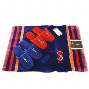 未使用品 イヴサンローラン YVES SAINT LAURENT カンヌ ヴィンテージ バス キッチン 玄関マット ペアスリッパ セット メンズ レディース