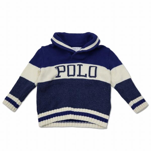 ラルフローレン RALPH LAUREN コットン ショールカラーニット セーター 12M ブルー ...