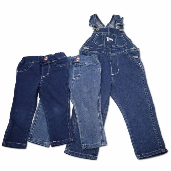 エドウィン EDWIN デニム パンツ オーバーオール 3点セット 90 インディゴ キッズ