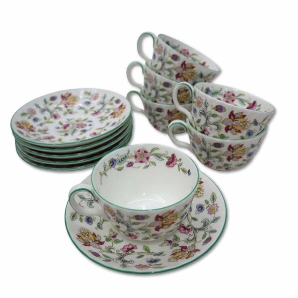 MINTON ミントン 緑縁 ペイズリー花柄 カップ＆ソーサー コーヒー 紅茶 6客セット その他