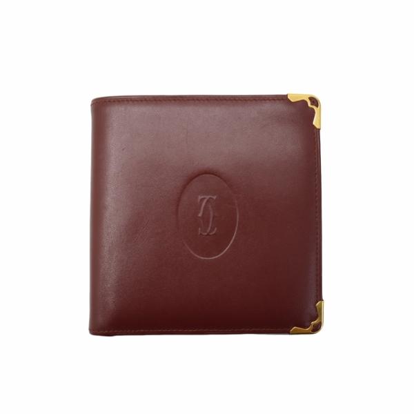 カルティエ Cartier マスト ドゥ カルティエ レザー 二つ折り財布 コンパクトウォレット B...