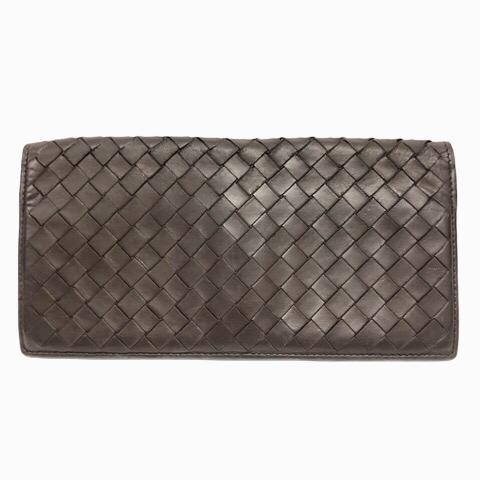 ボッテガヴェネタ BOTTEGA VENETA イントレチャート 長財布 二つ折り ナッパ 茶 ダー...