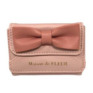 メゾン ド フルール Maison de FLEUR カードケース パスケース リボン ロゴ ピンク レディース｜vectorpremium