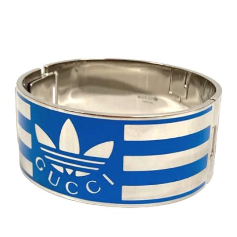 未使用品 グッチ GUCCI ×アディダス adidas ブレスレット バングル カフ ストライプ ...