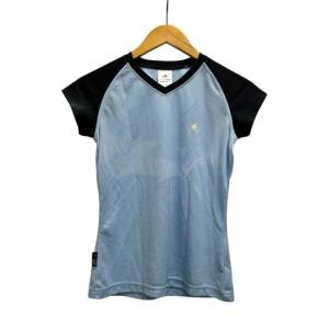 アディダス adidas Tシャツ 半袖 Vネック ロゴプリント E97085 M 青 ブルー 黒 ブラック キッズ