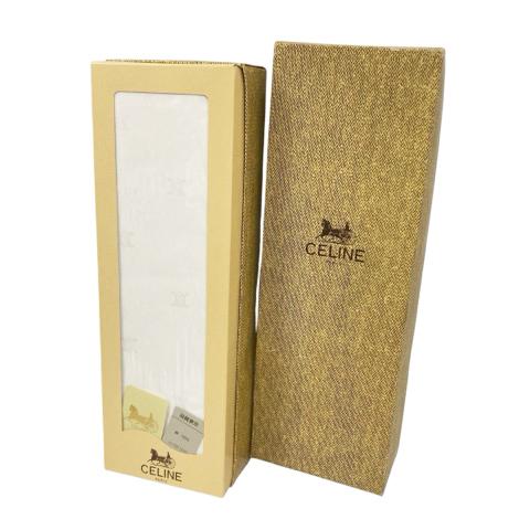 セリーヌ CELINE 生地 布 総柄 ロゴ 仕立て ワイシャツ用生地 綿 コットン 白 ホワイト ...