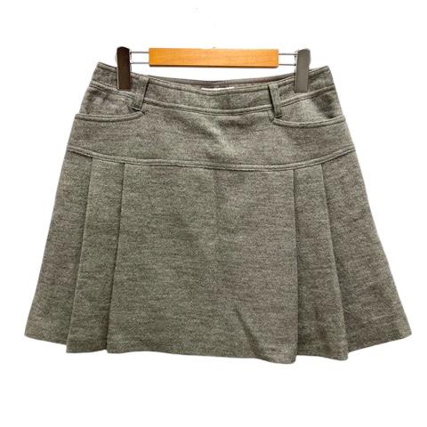 ジュン&amp;ロペ JUN&amp;ROPE' スカート プリーツ 台形 ウール ロゴ ミニ丈 L グレー レディ...