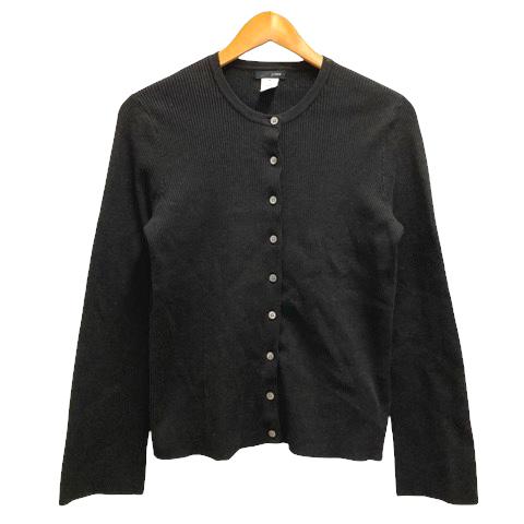 ジェイクルー J.CREW カーディガン クルーネック リブ 長袖 無地 Ｍ 黒 ブラック レディー...