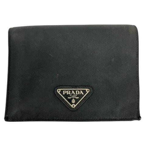 プラダ PRADA 二つ折り財布 ミニウォレット ナイロン レザー ブランドロゴ 三角プレート トラ...