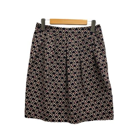 スープ SOUP 台形スカート ミニスカート 総柄 タック 732-79005 9 黒 ブラック ベ...