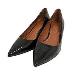 コーチ COACH パンプス ポインテッドトゥ 無地 エナメル FG1498 37.5 黒 ブラック...