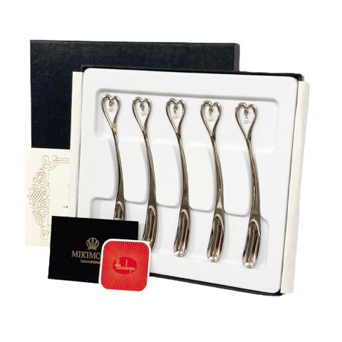 未使用品 ミキモト MIKIMOTO 食器 スプーン  マドラー カトラリー パール付き ハート 5...