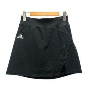 アディダス adidas スコート 台形 スポーツウェア ライン ワンポイントロゴ ミニ丈 S 黒 ...